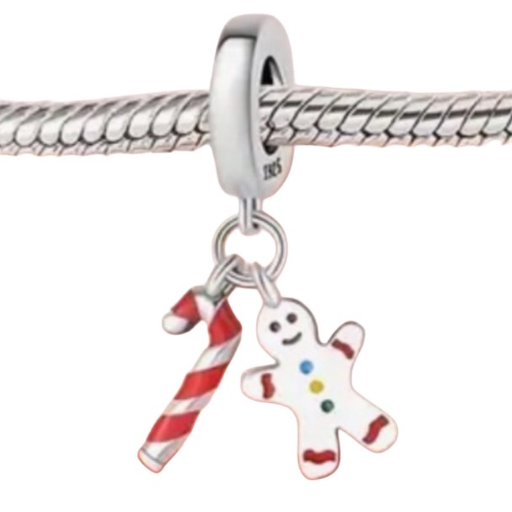 S925 Candy Cane Christmas Charm Pandora Style